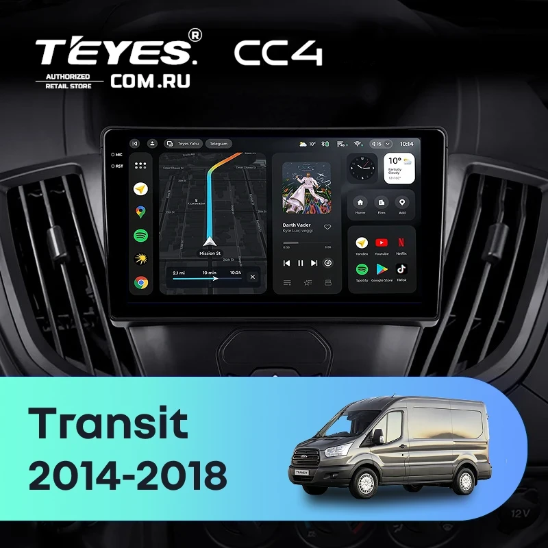 Штатная магнитола Teyes CC4 6/64 Ford Transit Van L3H2 (2014-2018)