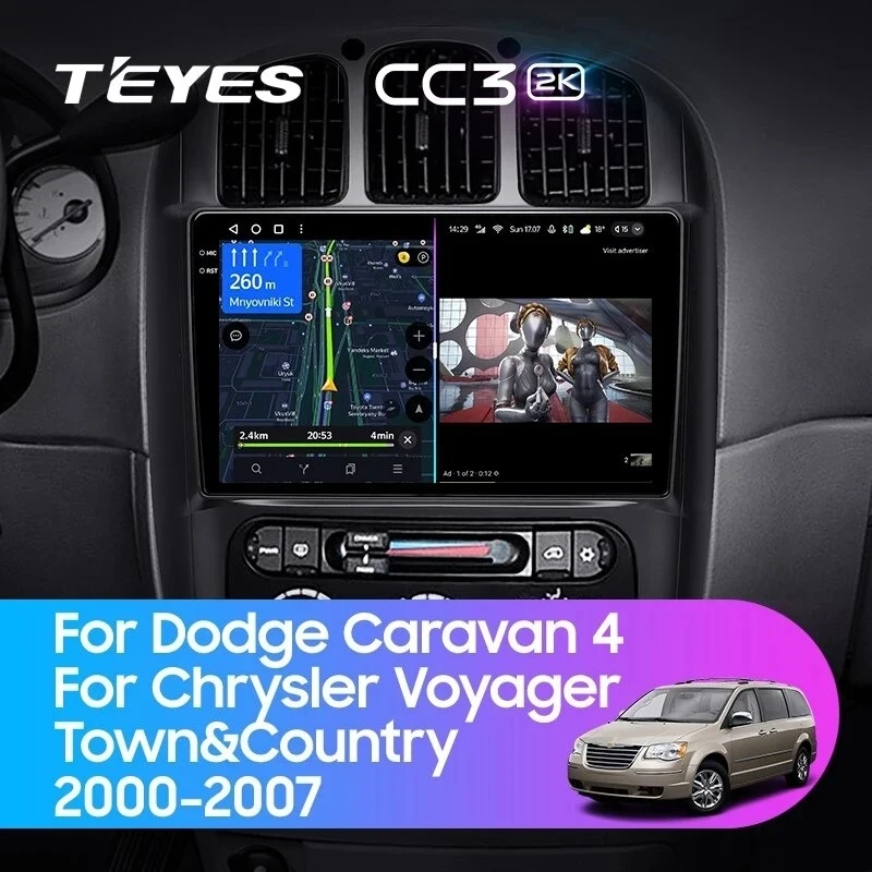 Штатная магнитола Teyes CC3 2K 360 6/128 Dodge Caravan 4 (2000-2007) Тип-B