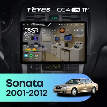 Штатная магнитола Teyes CC4 Pro 8/128 Hyundai Sonata EF рестайлинг (2001-2012) (11")