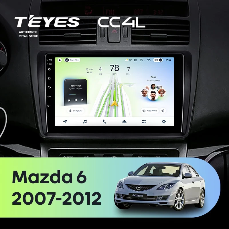Штатная магнитола Teyes CC4L 6/64 Mazda 6 2 GH (2007-2012)