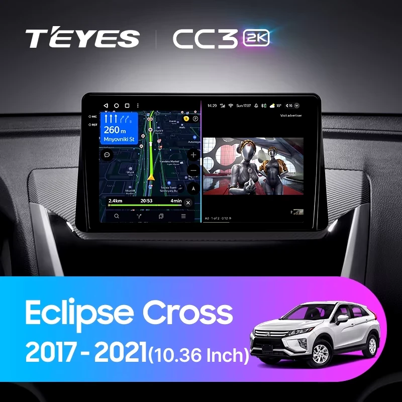 Штатная магнитола Teyes CC3 2K 4/64 Mitsubishi Eclipse Cross (2017-2021) F2