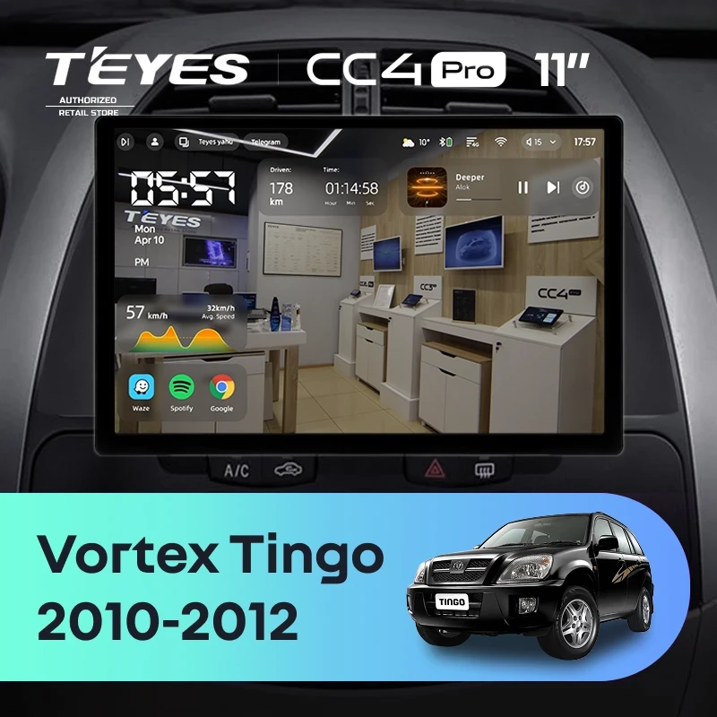 Штатная магнитола Teyes CC4 Pro 8/128 Vortex Tingo (2010-2012) (11")