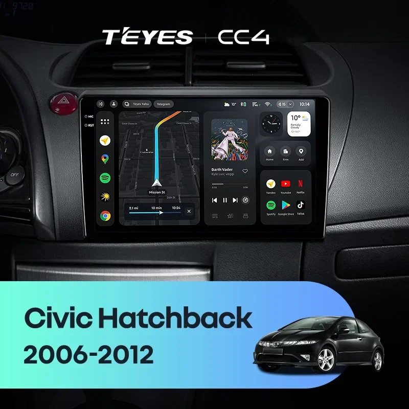 Штатная магнитола Teyes CC4 6/64 Honda Civic Hatchback (2006-2012)