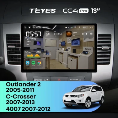 Штатная магнитола Teyes CC4 Pro 8/128 Peugeot 4007 (2007-2012) Тип-A (13")