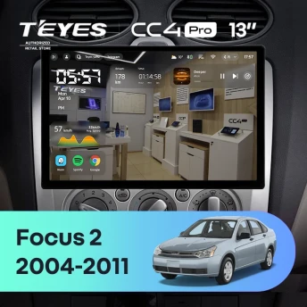 Штатная магнитола Teyes CC4 Pro 12/256 Ford Focus 2 Mk 2 (2004-2011) F1 (13")