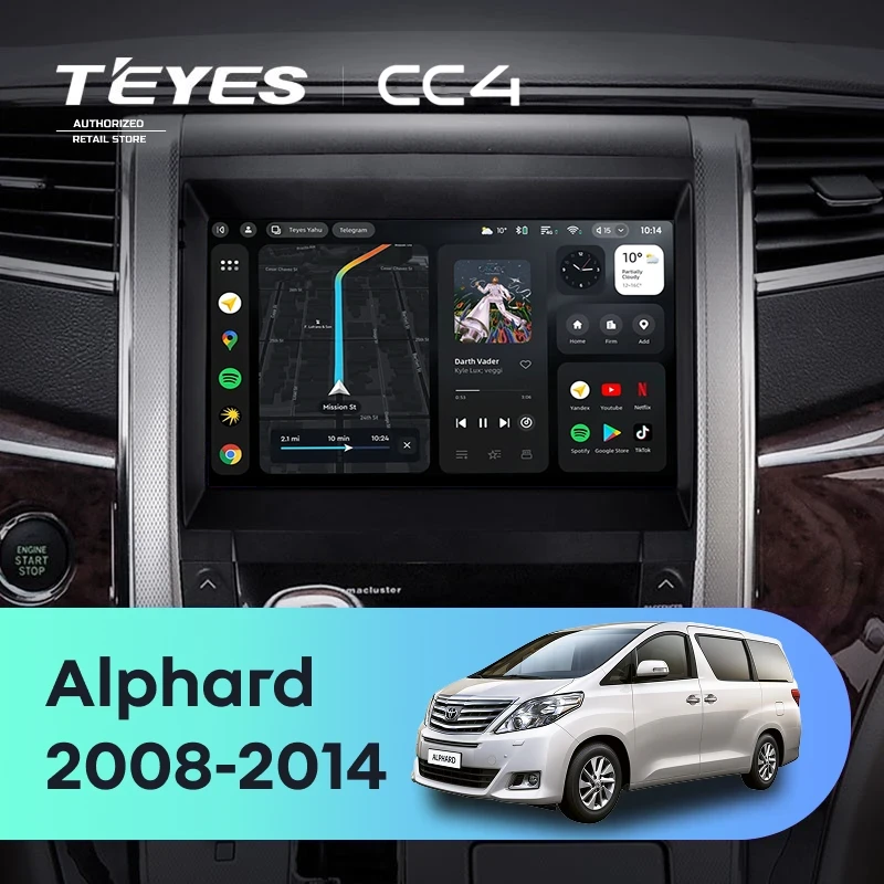 Штатная магнитола Teyes CC4 8/128 Toyota Alphard H20 (2008-2014)