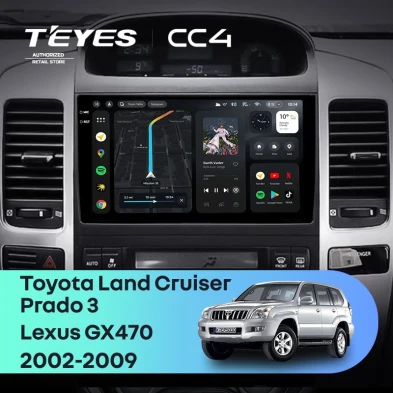 Штатная магнитола Teyes CC4 8/128 Toyota Land Cruiser Prado J120 (2002-2009) F1 Тип-B