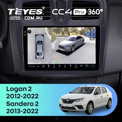 Штатная магнитола Teyes CC4 Pro 360 8/128 Renault Logan 2 (2012-2022) F1 (10")