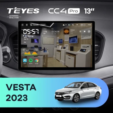 Штатная магнитола Teyes CC4 Pro 8/128 Lada Vesta (2023-2026) F2 Тип-B (13")