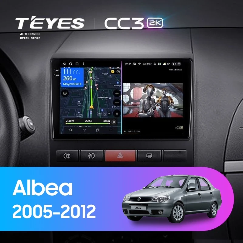 Штатная магнитола Teyes CC3 2K 4/64 Fiat Albea (2005-2012)