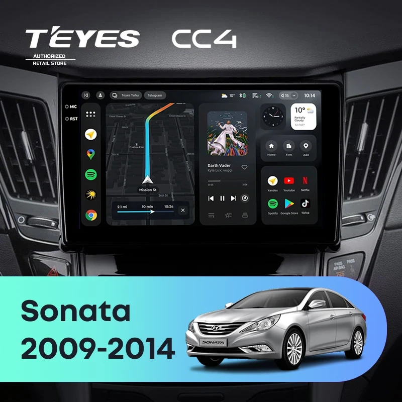 Штатная магнитола Teyes CC4 6/64 Hyundai Sonata 6 YF (2009-2014) Тип-A