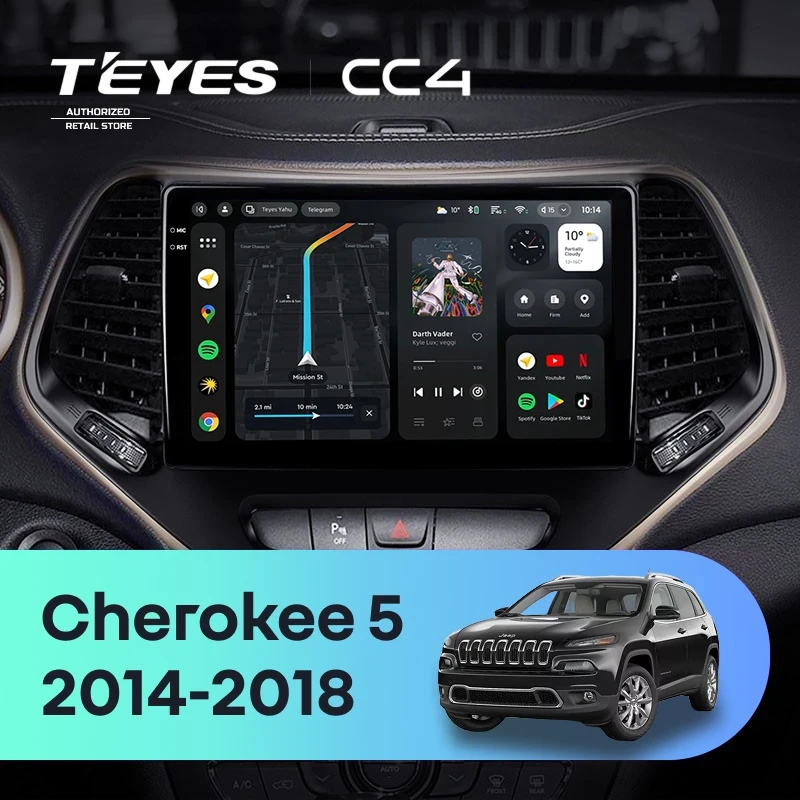 Штатная магнитола Teyes CC4 8/128 Jeep Cherokee 5 KL (2014-2018)