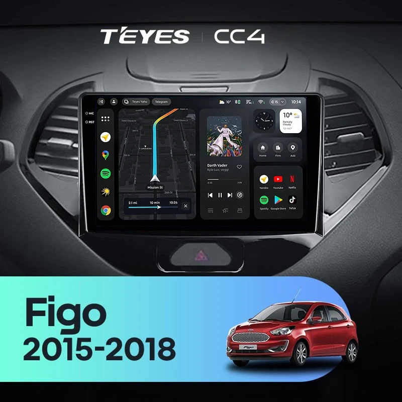 Штатная магнитола Teyes CC4 6/64 Ford Figo (2015-2018)