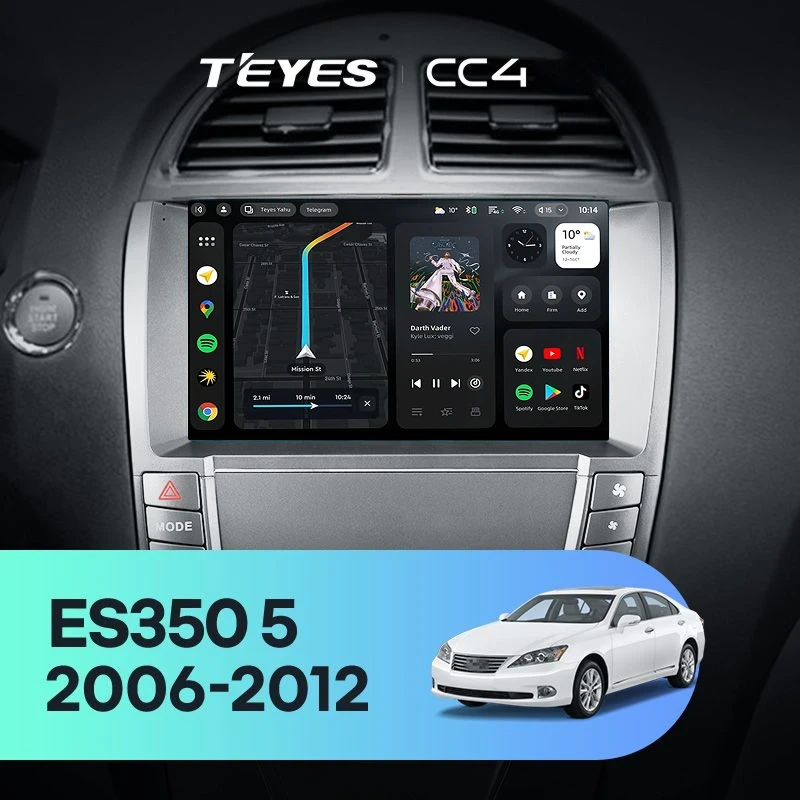 Штатная магнитола Teyes CC4 6/64 Lexus ES350 5 V XV40 (2006-2012) Тип-C