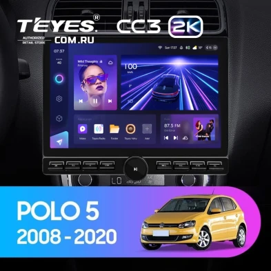 Штатная магнитола Teyes CC3 2K 6/128 Volkswagen Polo 5 (2008-2020) (13" с кнопками)