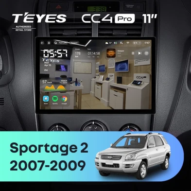 Штатная магнитола Teyes CC4 Pro 8/128 Kia Sportage 2 (2007-2009) (11")