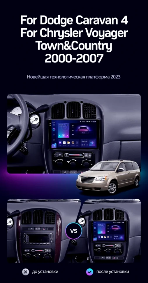 Штатная магнитола Teyes CC3 2K 4/32 Chrysler Voyager (2000-2007) Тип-A