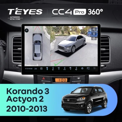 Штатная магнитола Teyes CC4 Pro 360 8/128 SsangYong Korando 3 Actyon 2 (2010-2013) (11")