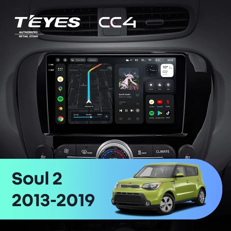 Штатная магнитола Teyes CC4 8/128 Kia Soul 2 PS (2013-2019) Тип-C